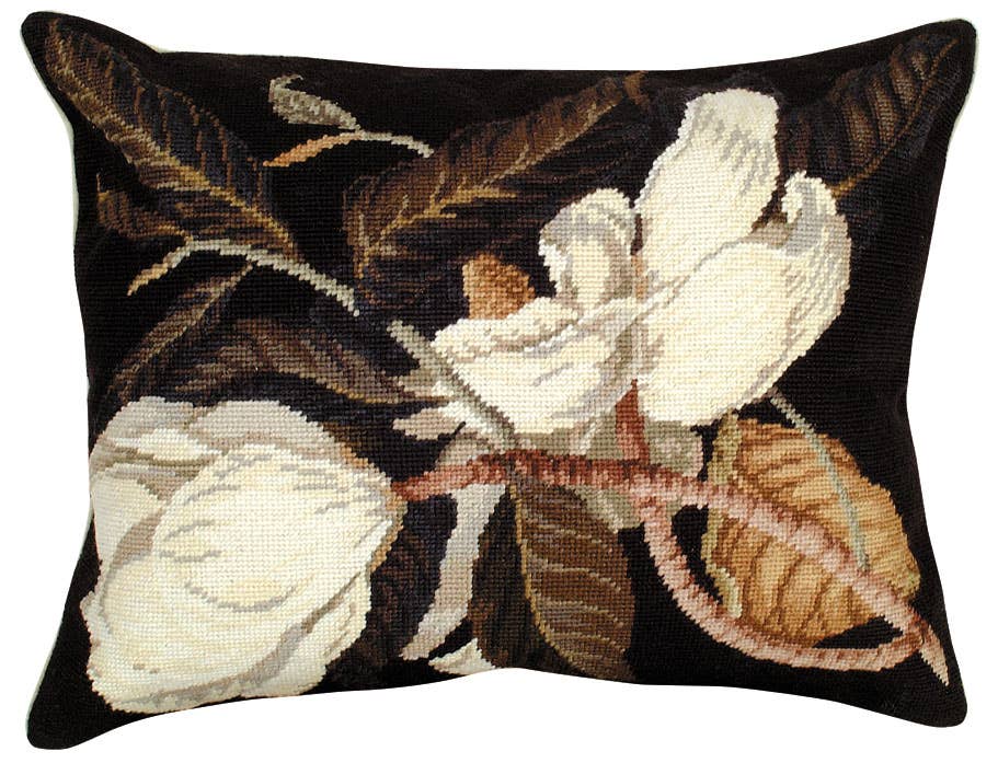 Magnolia Needlepoint Pillow 16" X 20"