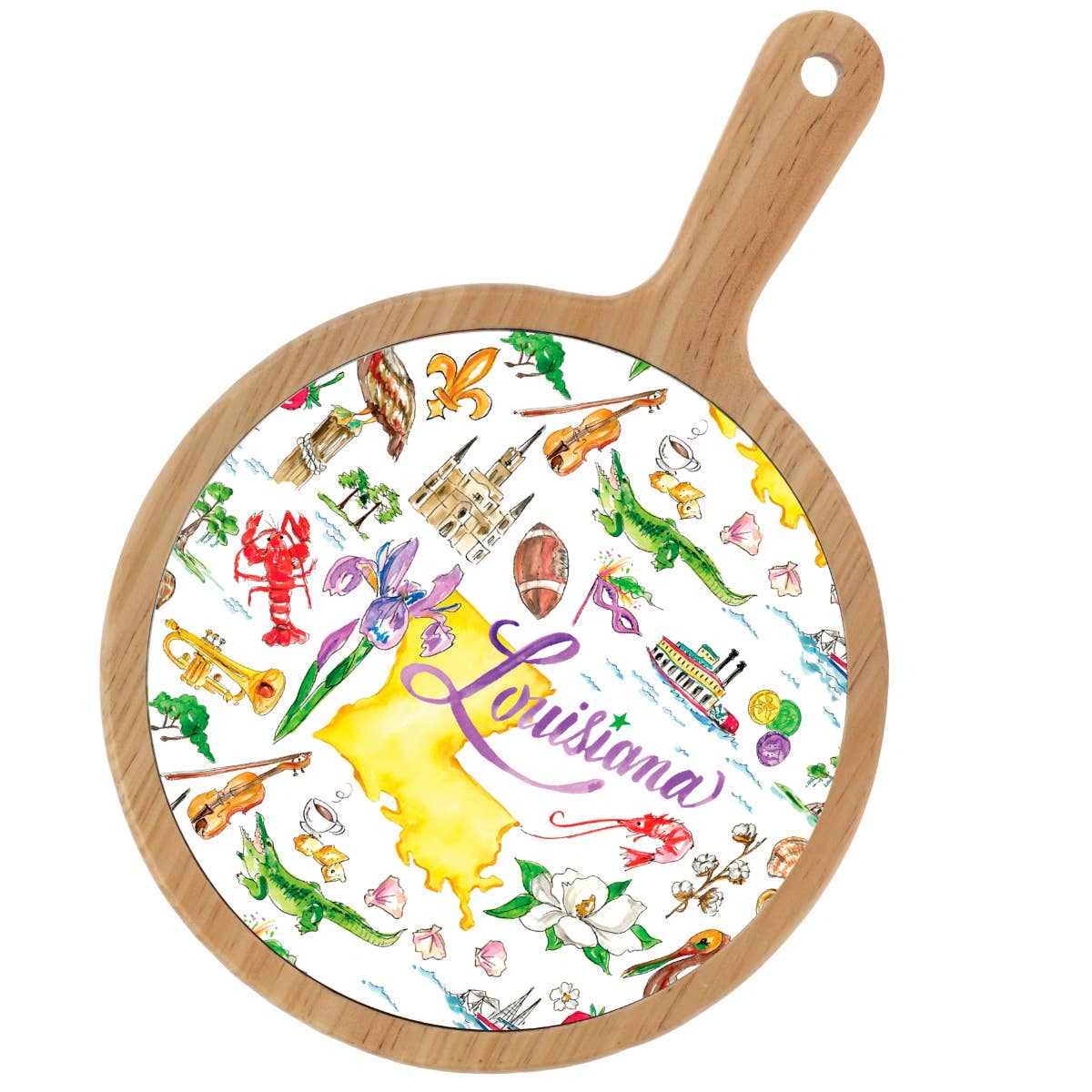 Louisiana LA State Bamboo Cheese Board Rosanne Beck