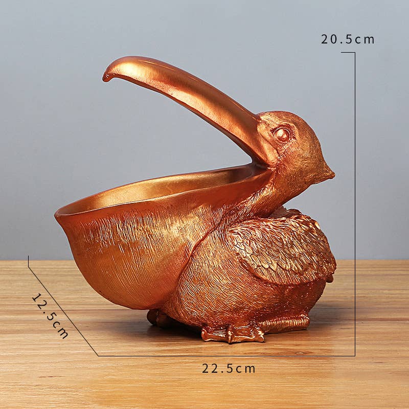 Pelican Resin Storage Bowl Animal Sculpture Home Decor: Dark Green
