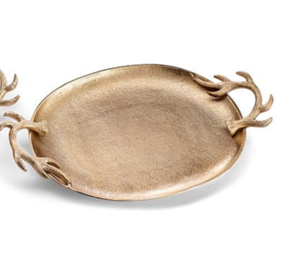 Gold Platters w/Antler Handles (2 Sizes)