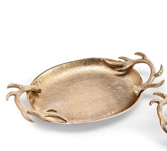 Gold Platters w/Antler Handles (2 Sizes)