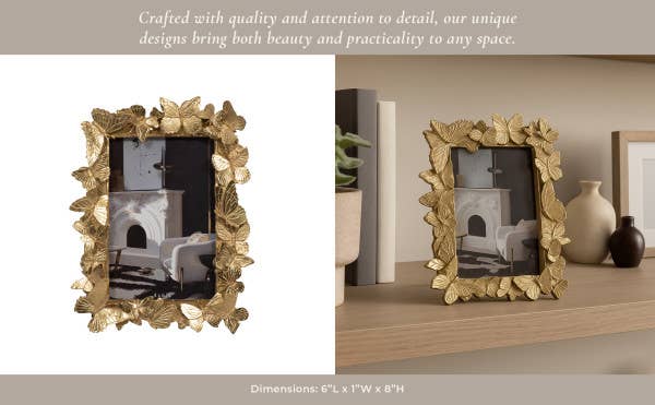 Photo Frame - Gold Resin Butterflies Border, 4x6 in.