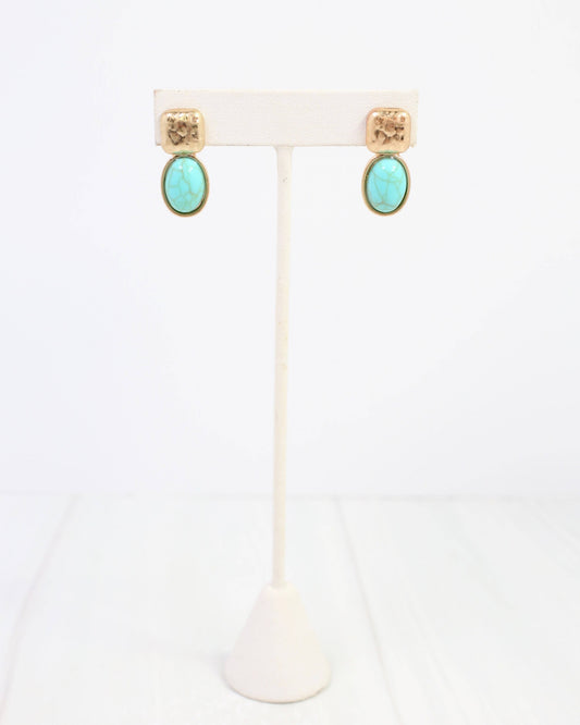 Mindy Textured Gold Drop Earring Turquoise