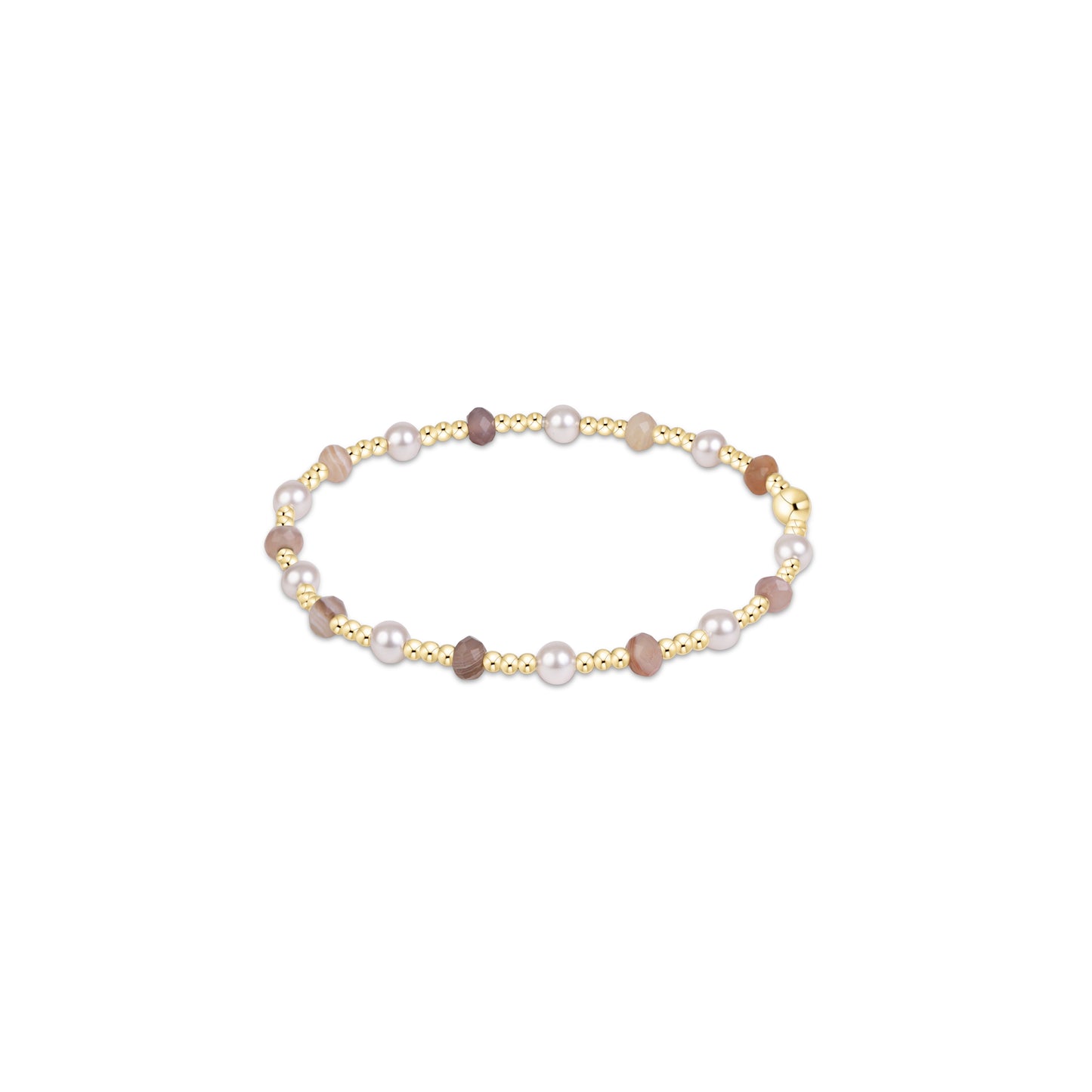 Sincerity Gemstone & Pearl 4mm Bracelet - Botswana Agate