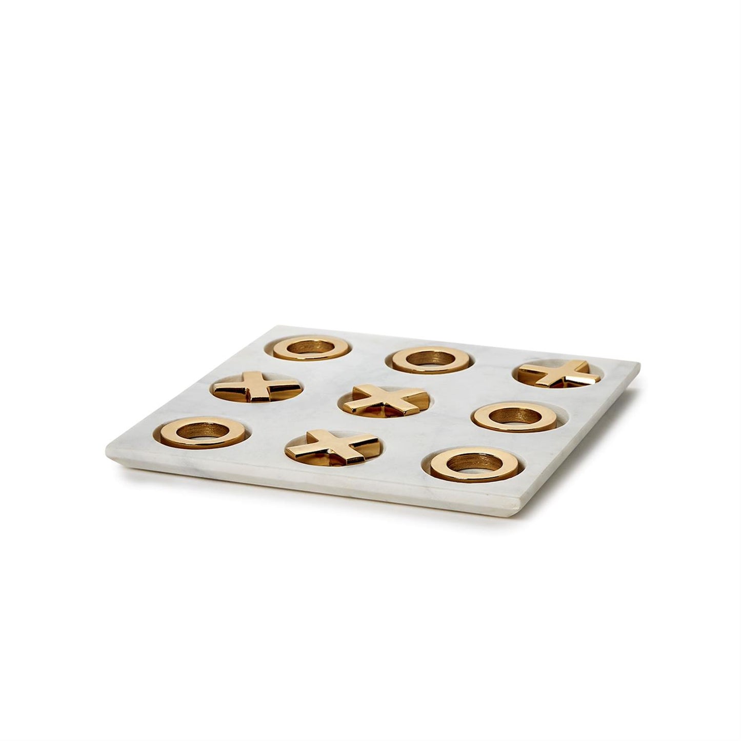Piazza Marble Hand-Crafted Tic-Tac-Toe w/Gold Game Pieces