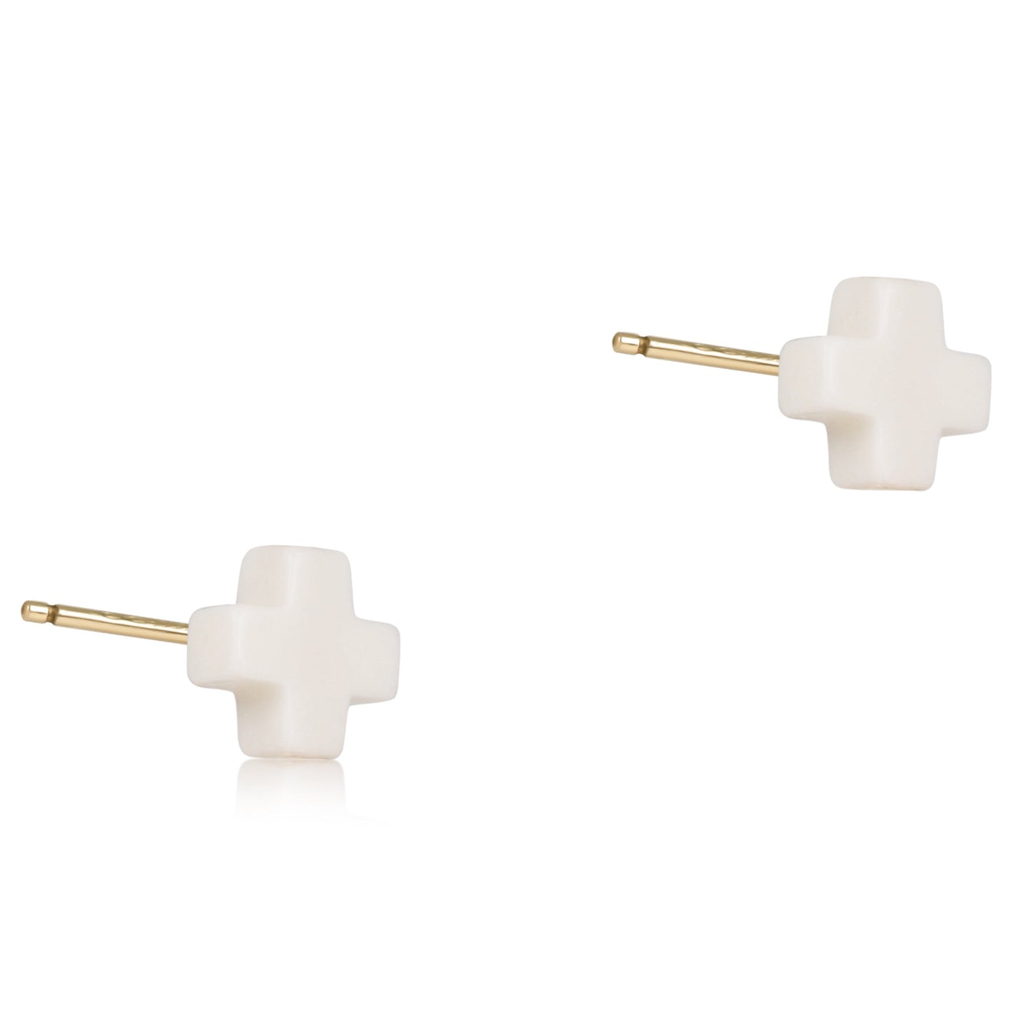 Signature Cross Small Stud - Off White