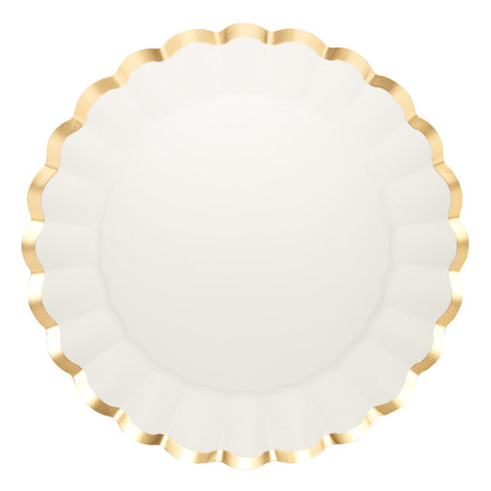 Scalloped Charger Plate Gold & White 8pkg