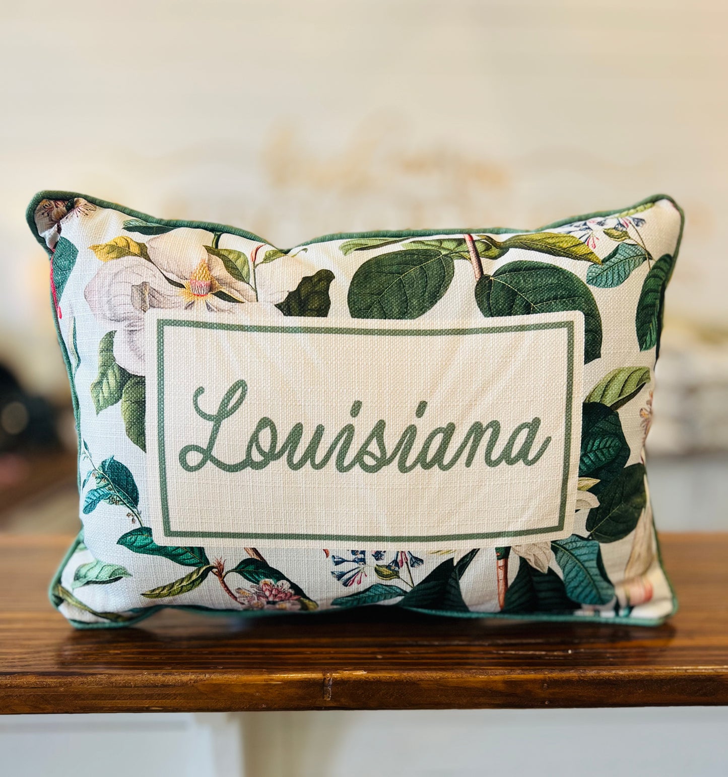 Magnolia Hometown Pillow + Cross Piping - Louisiana