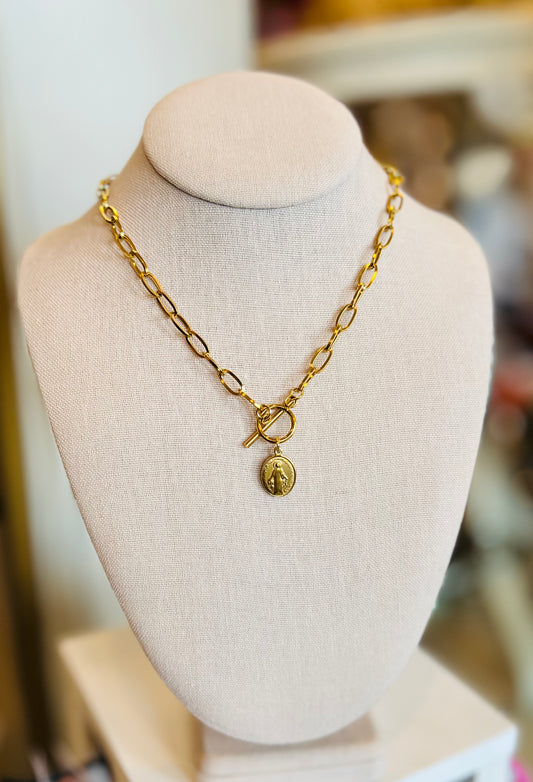 Virgin Mary Our Lady Charm Religious Rosary Necklace
