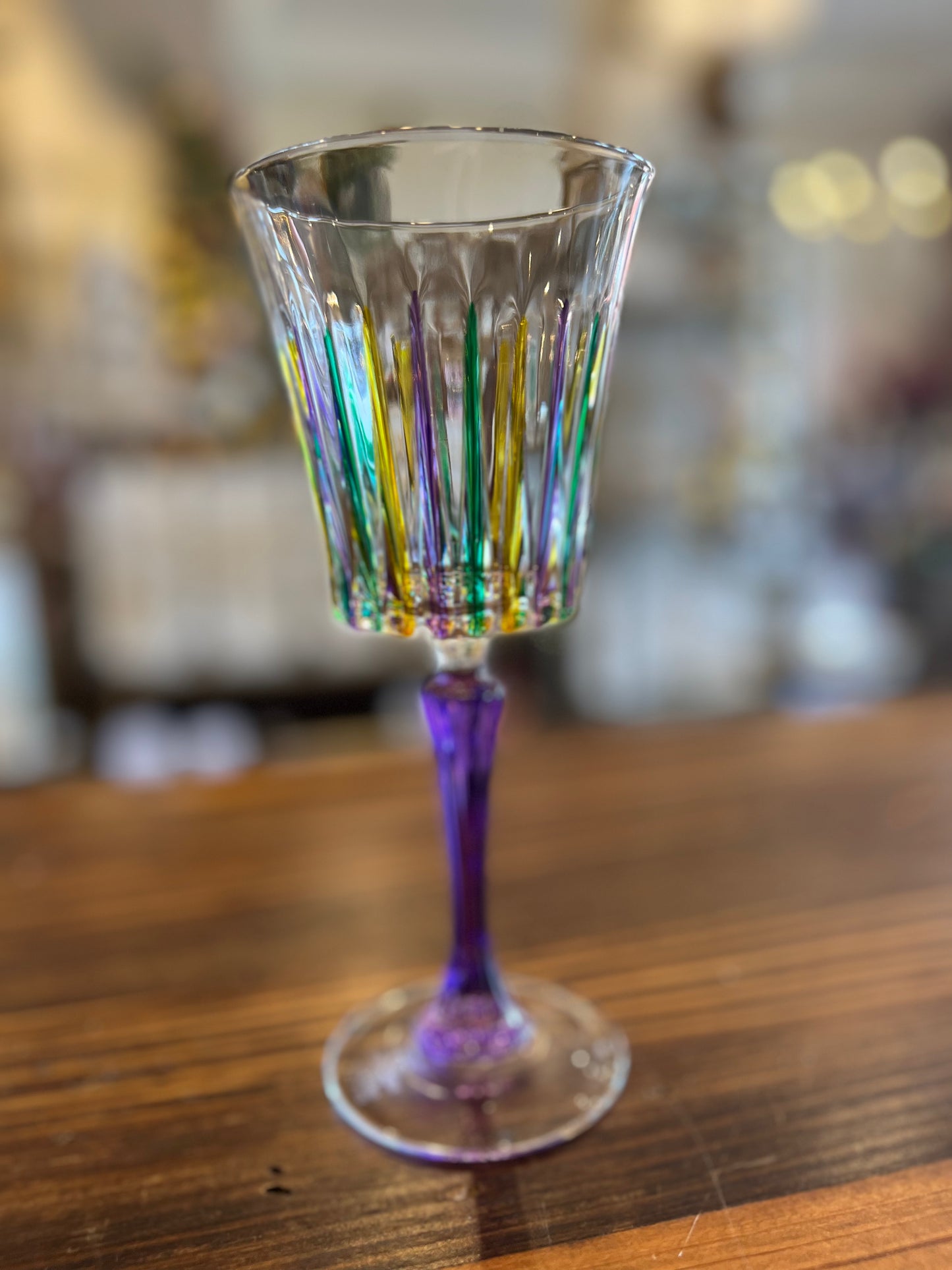 Timeless Mardi Gras Wine Glass