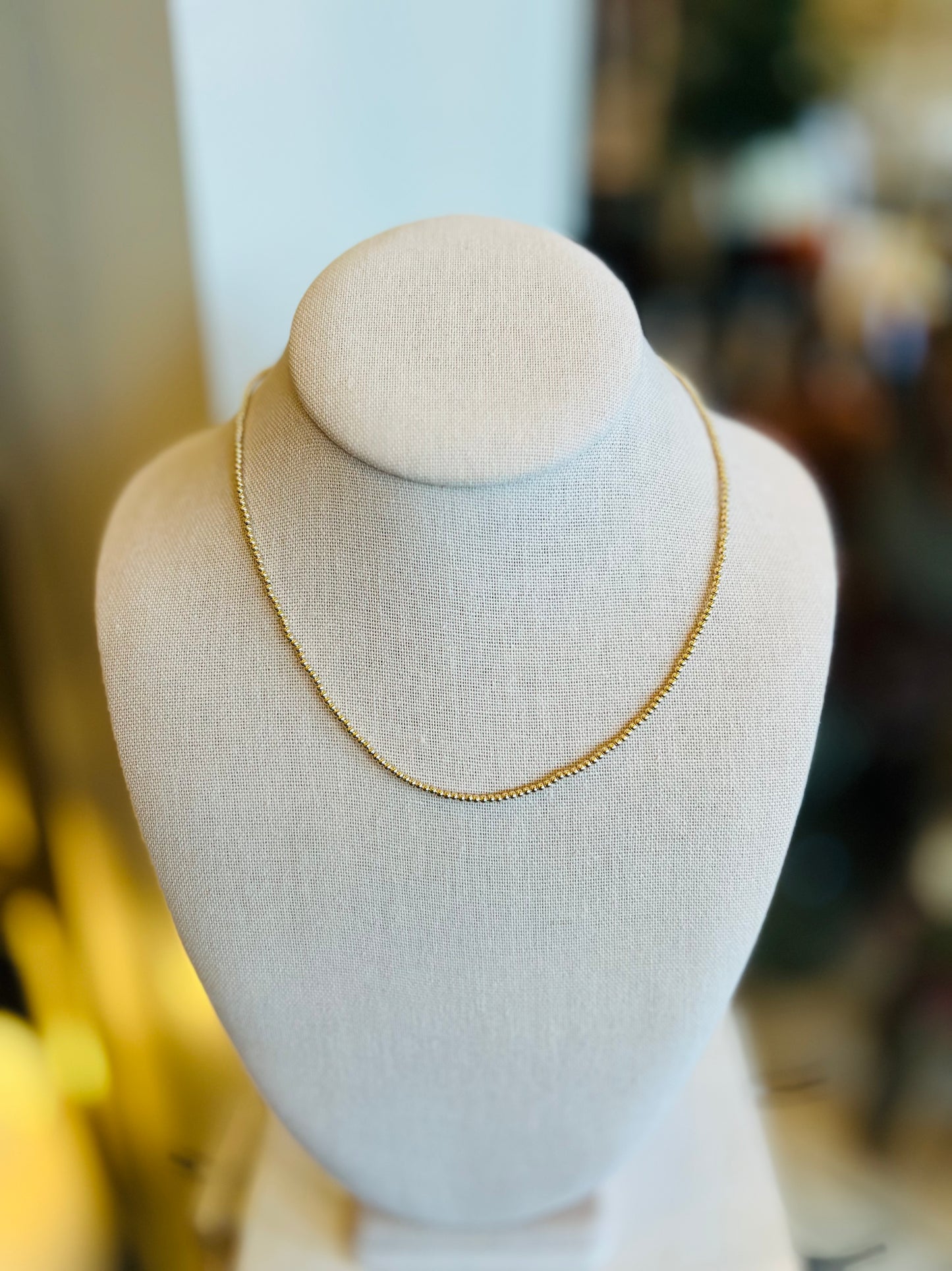 17" Choker Beaded - Classic Gold 2mm - Inspire Small Gold Disc