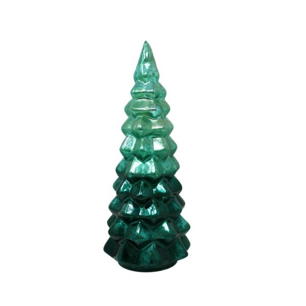 Green Ombre Glass Rotating LED Tree