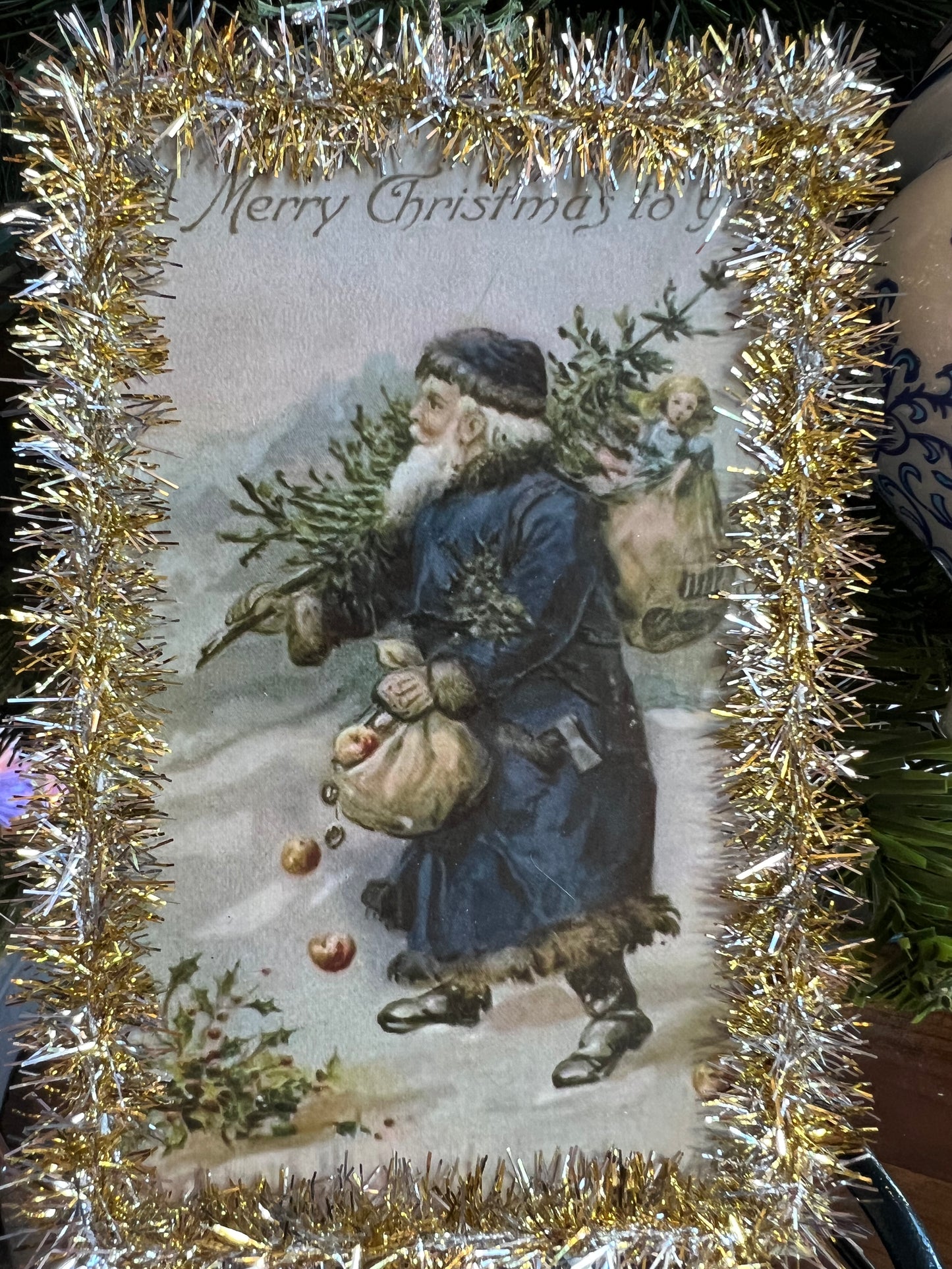 Vintage Santa Postcard Ornament