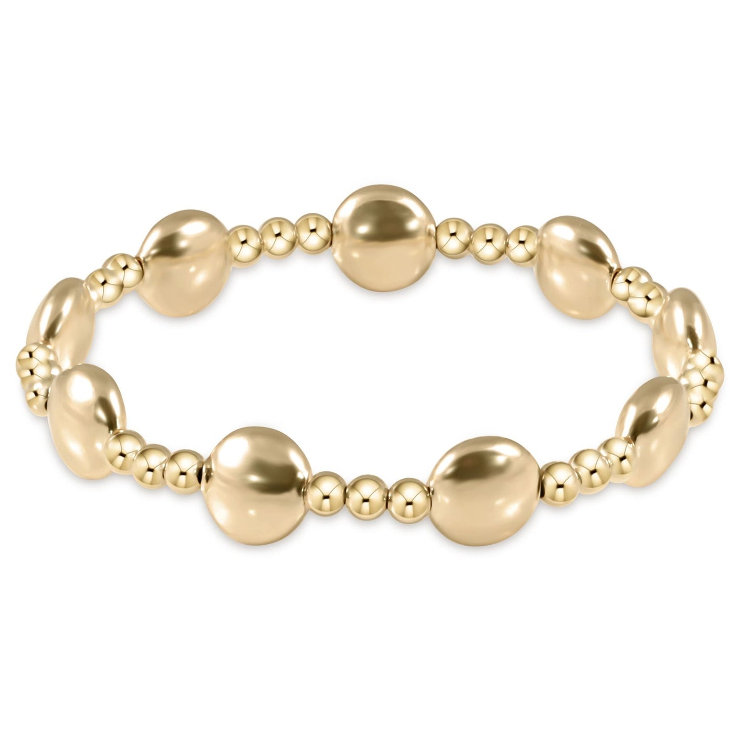 Honesty Gold Sincerity Pattern 10mm Bead Bracelet - Extends