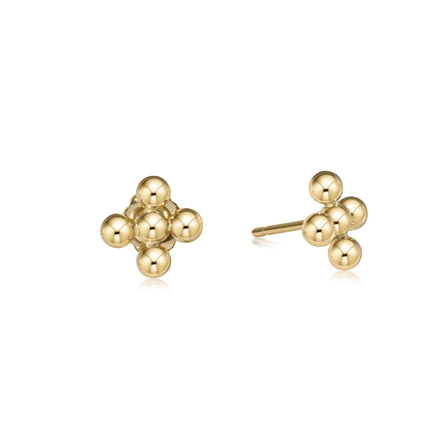 Signature Cross Beaded 3mm Gold Stud