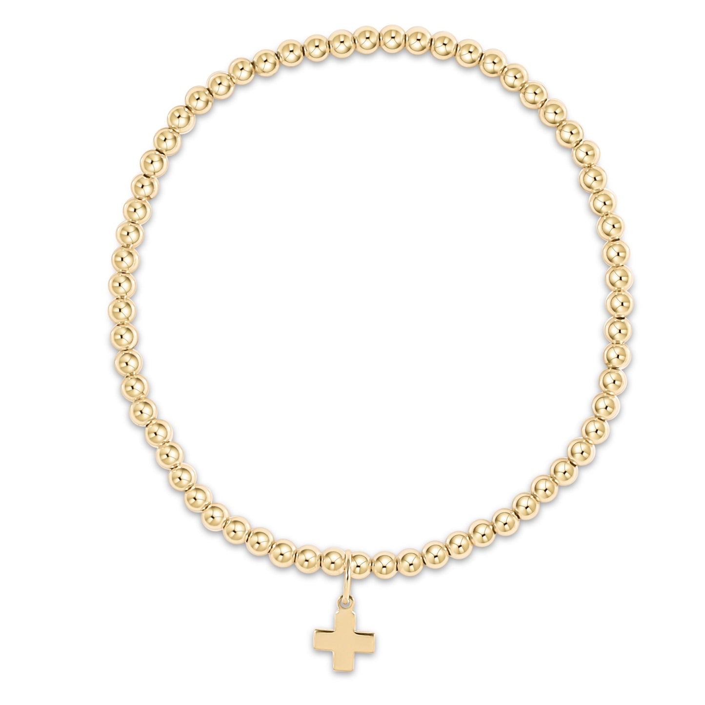 Extends Classic Gold 3mm Bracelet - Signature Cross Gold Charm