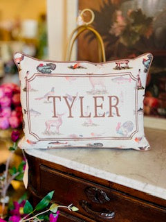 Wildlife Pattern Boy Name + Accent Piping