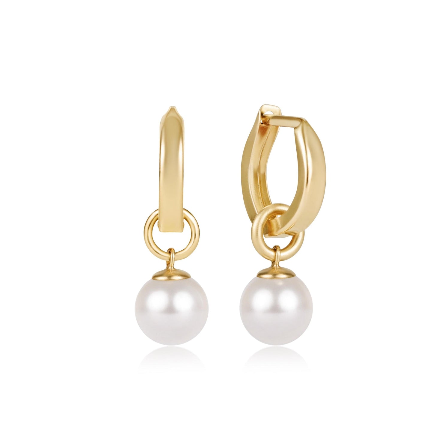 Huggie Gold 0.5" Hoop-Classic Pearl 8mm Charm
