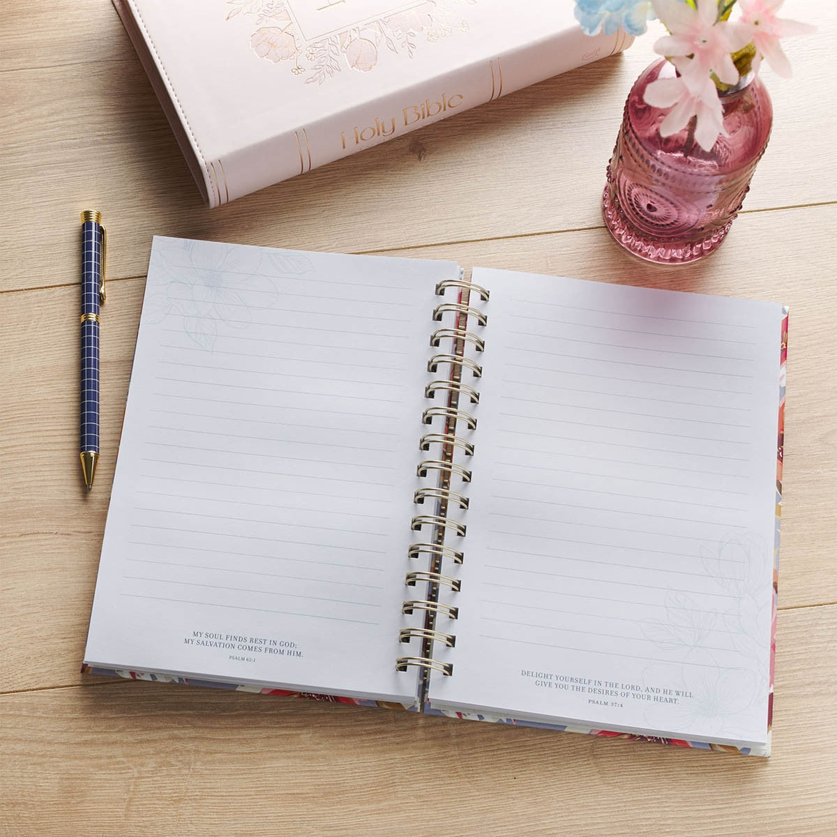 Bless You and Keep You Blue Floral Spiral Journal - Numbers 6:24