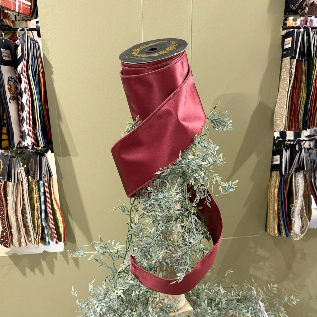 JME Burgundy Satin DBL Fused Ribbon - 4x10yd