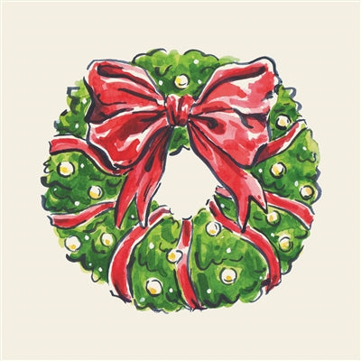 Holiday Wreath Cocktail Napkin - Pack of 20
