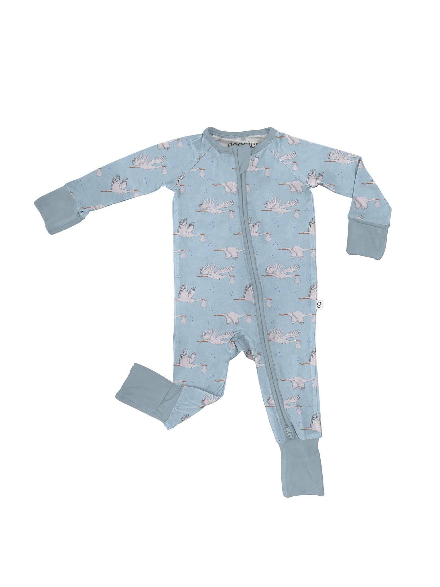 Long Sleeve Zip PJ (Stork Boy) 0-3 Months