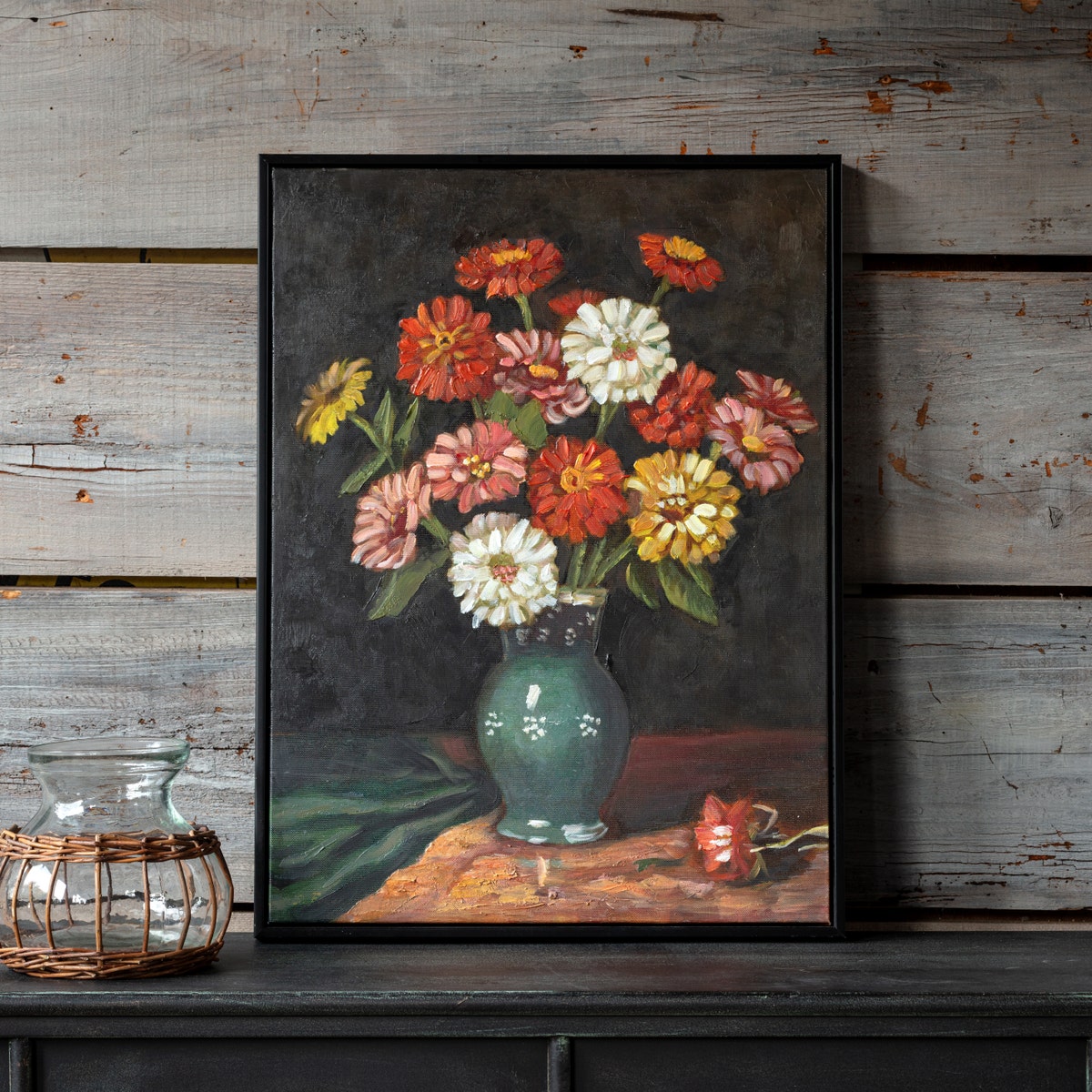 Zinnias In Vase Remarque