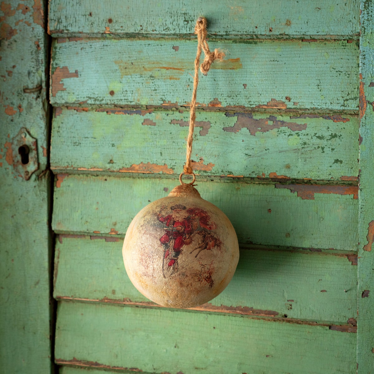 Whimsical Santa 6" Metal Ball Ornament