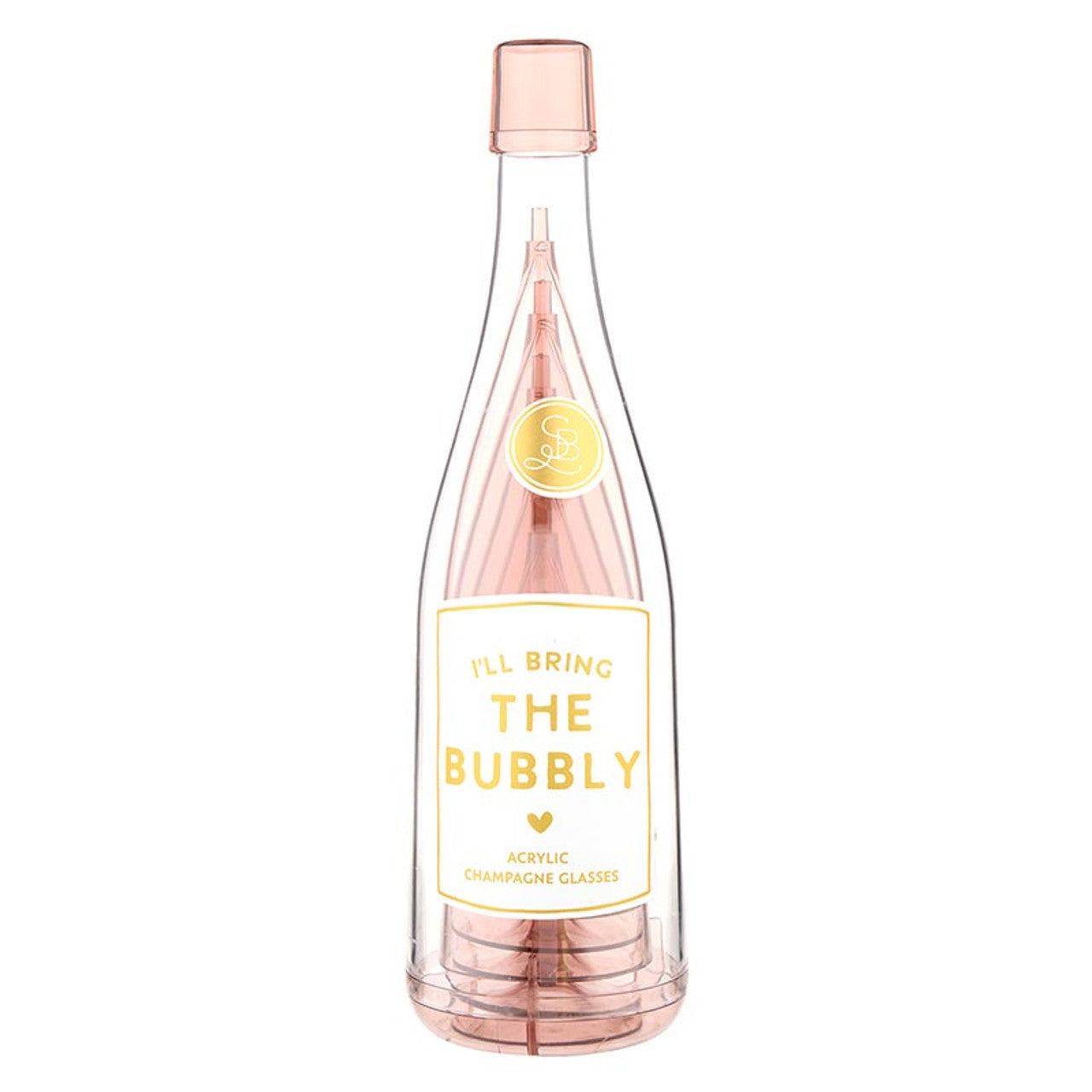 Acrylic Champagne Bottle + Glasses - The Bubbly