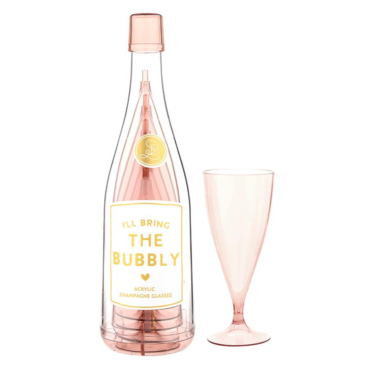 Acrylic Champagne Bottle + Glasses - The Bubbly