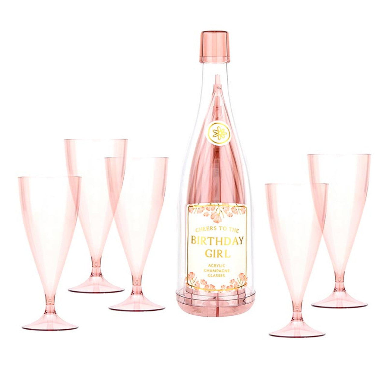 Acrylic Stackable Champagne Glasses - Birthday Girl (Set of 5)