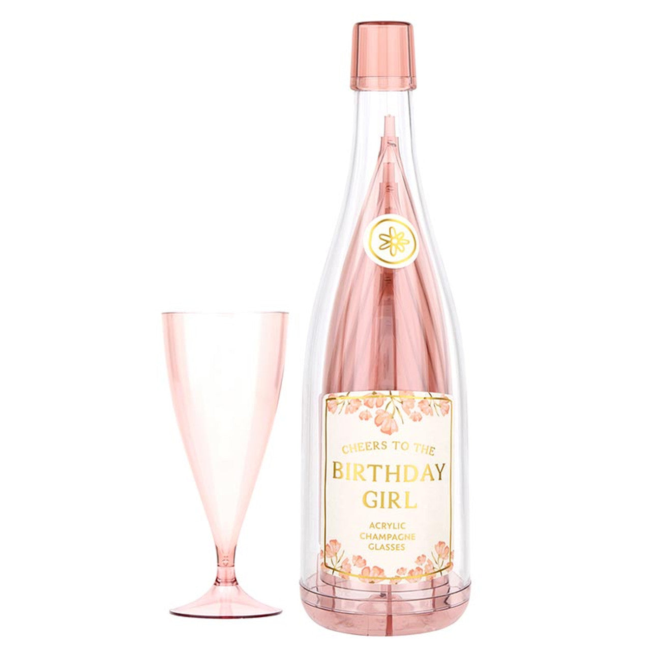 Acrylic Stackable Champagne Glasses - Birthday Girl (Set of 5)