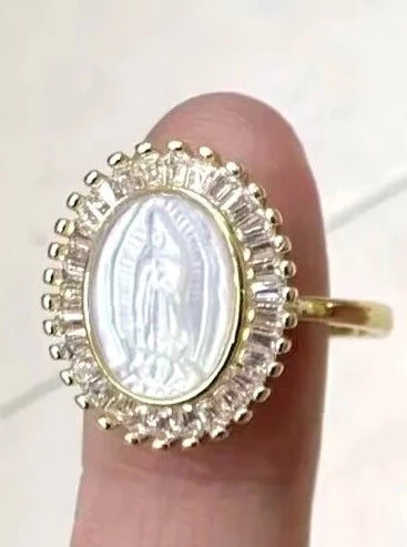 Oval Shell Virgin Mary Ring - Assorted Colors