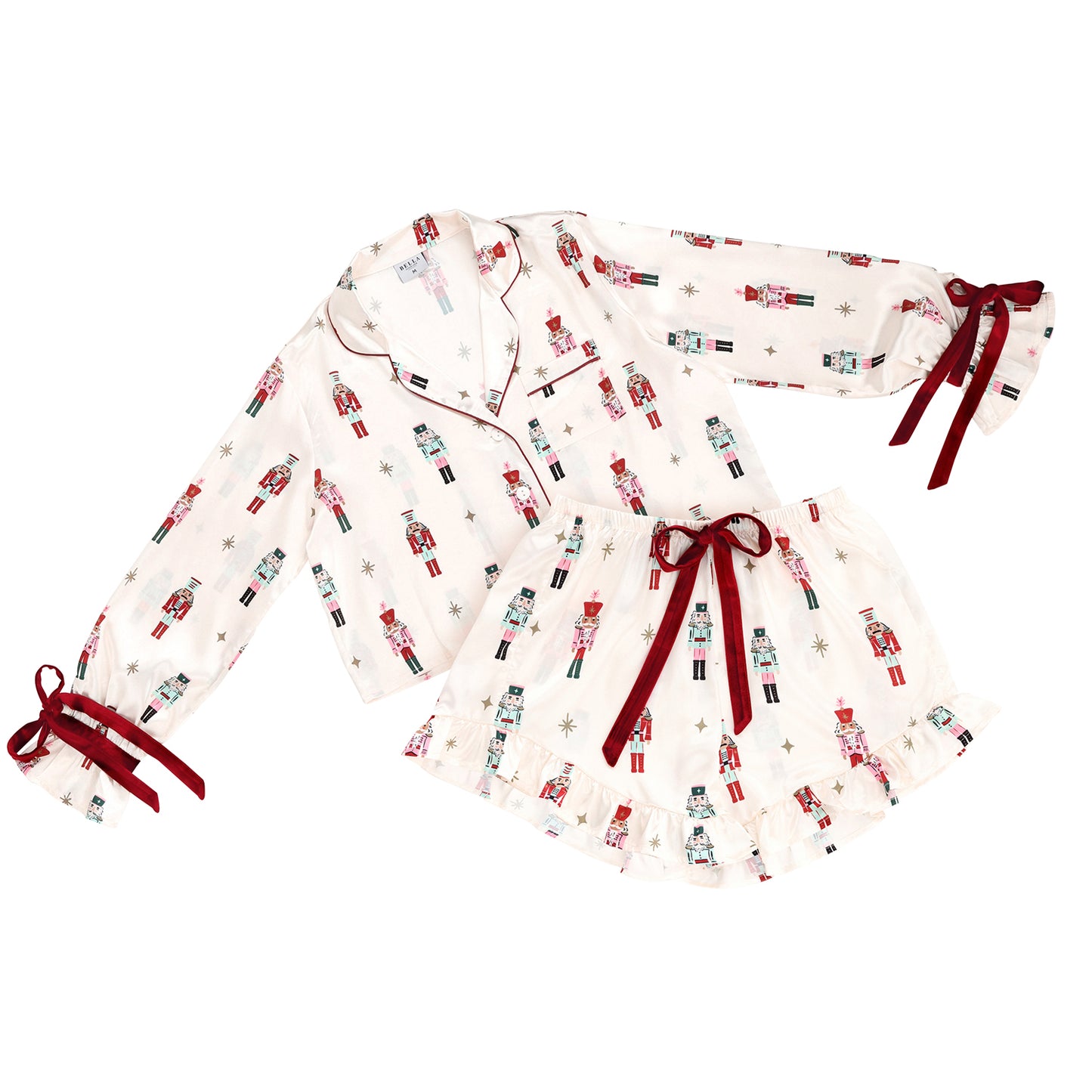 Crop Ruffle Short Ivory Nutcracker Pjs