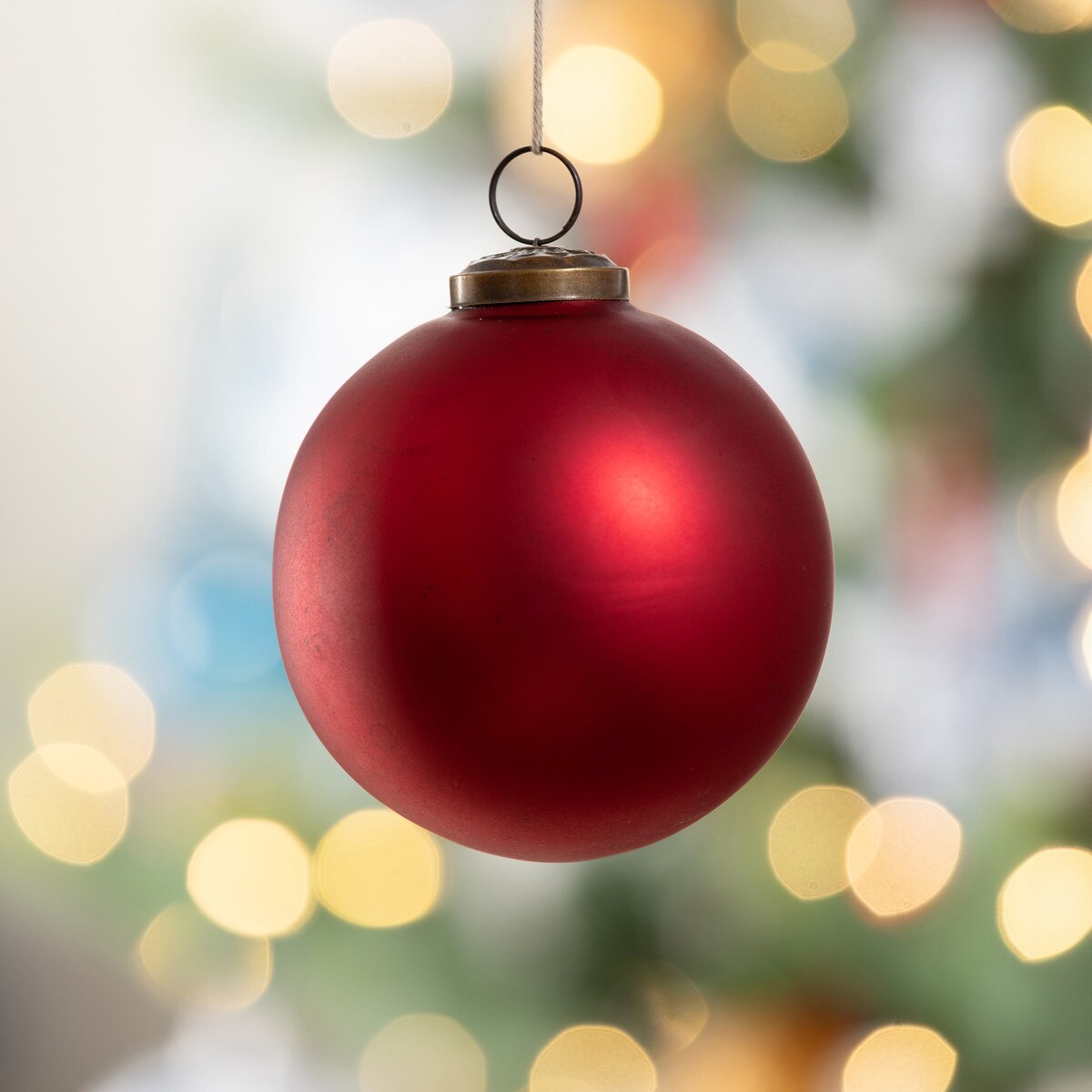 Antique Matte Ruby Glass Ball Ornament - Medium