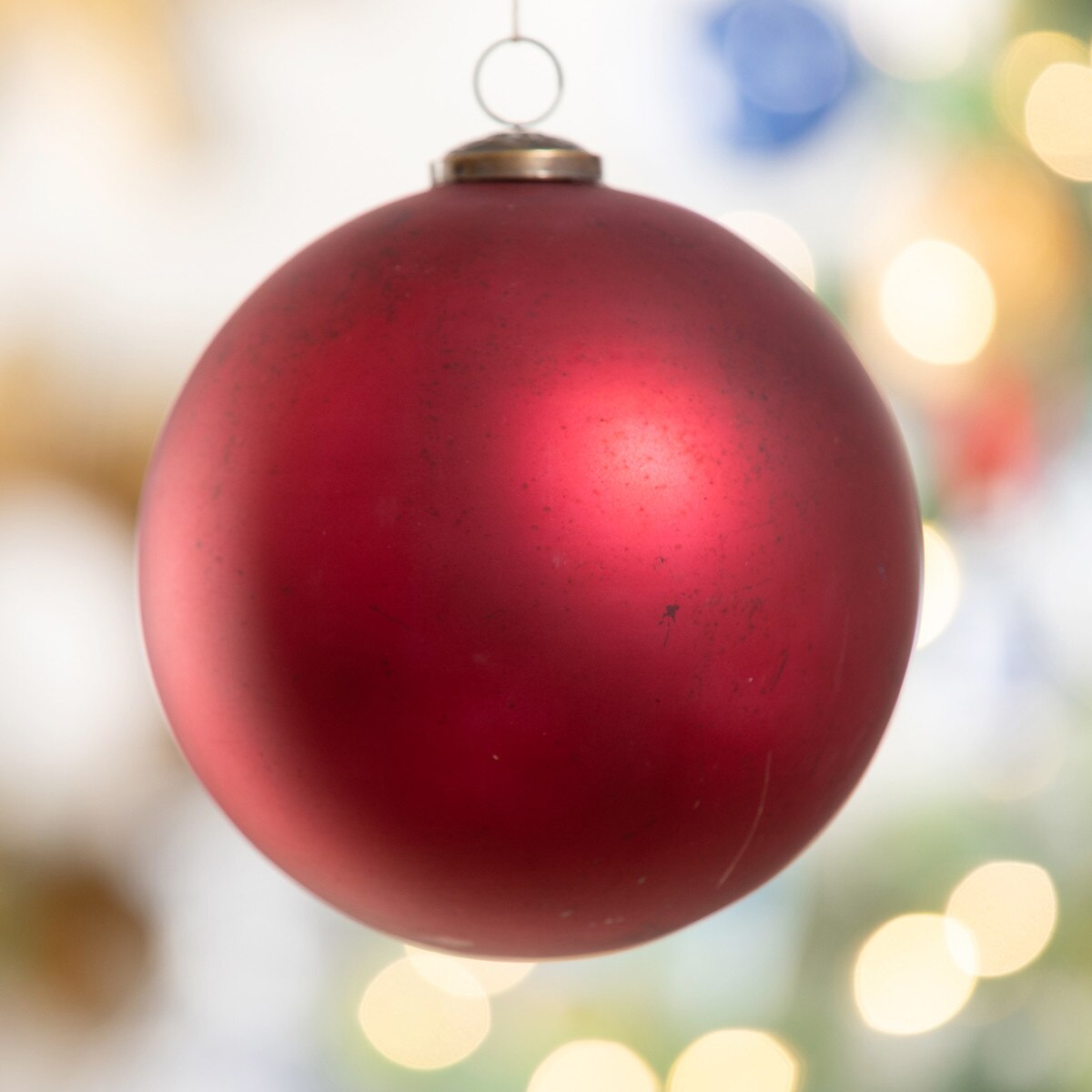 Antique Matte Ruby Glass Ball Ornament - Extra Large