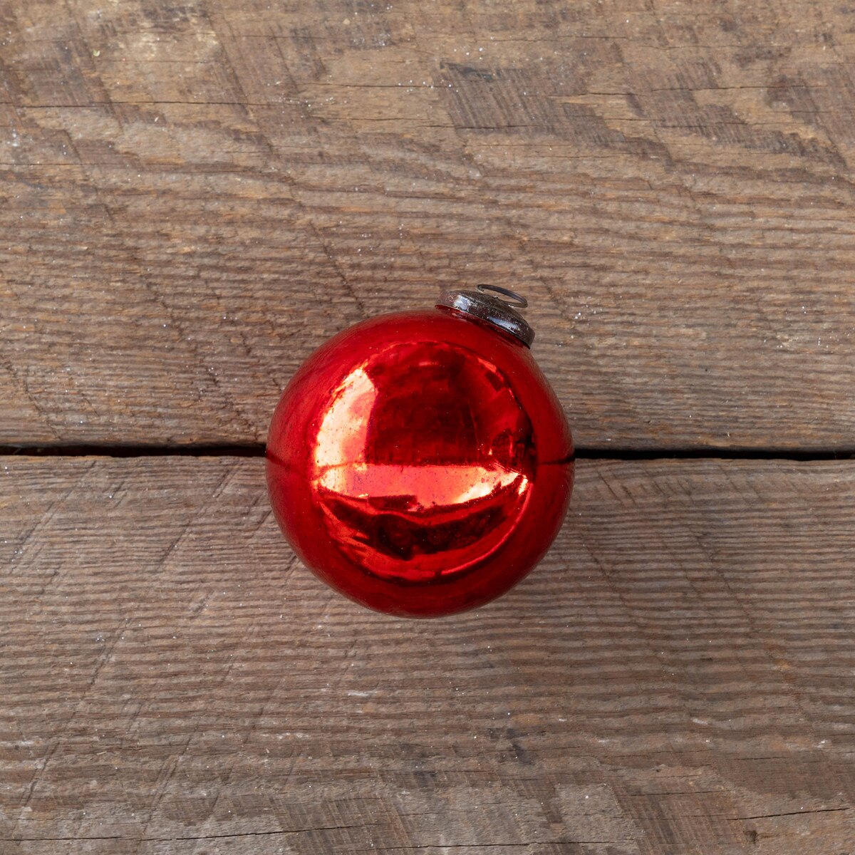 Antique Shiny Ruby Glass Ball Ornament - Medium