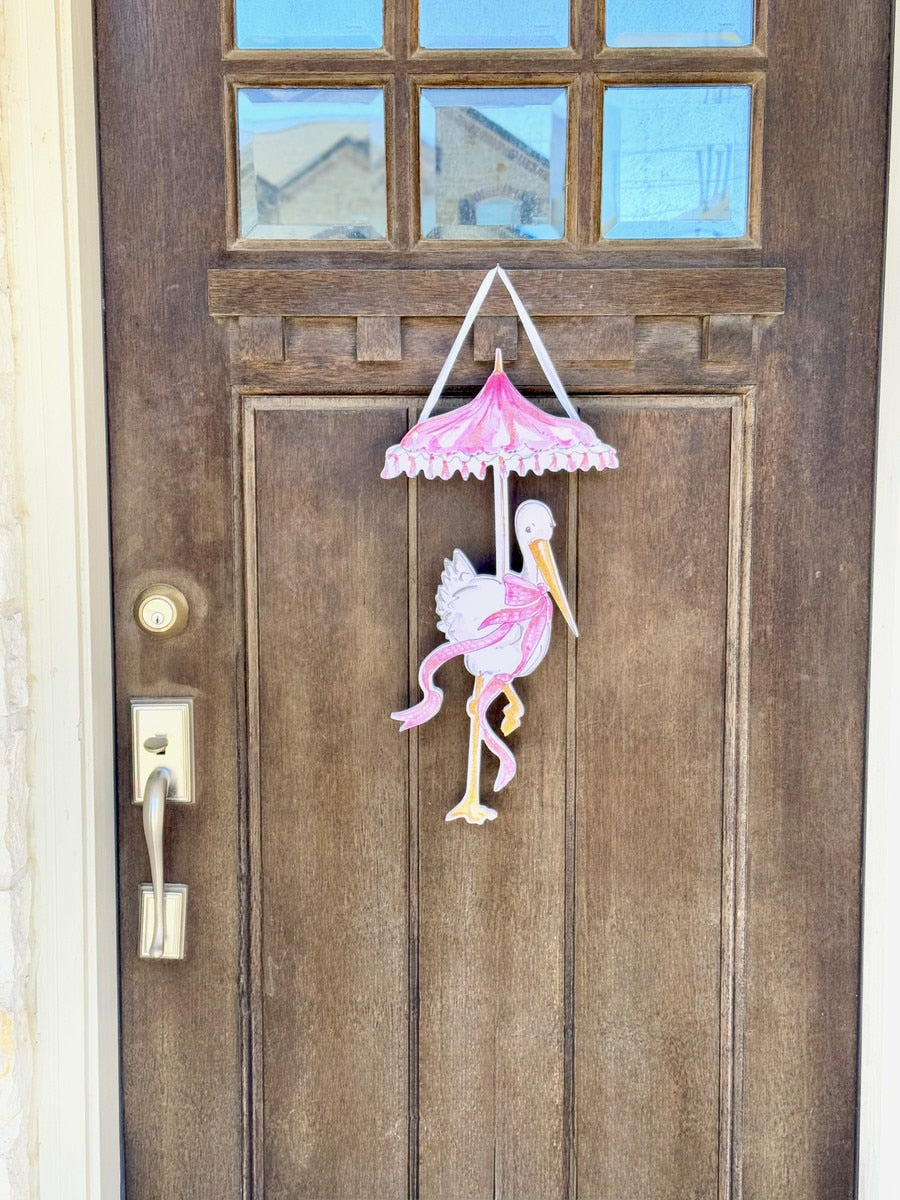 Girl Stork PVC Door Hanger