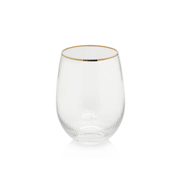 Optic Stemless All-Purpose Glass w/ Gold Rim