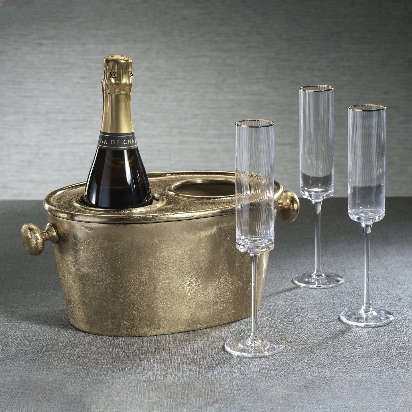 Raw Aluminum Tow Bottle Wine Holder - Gold