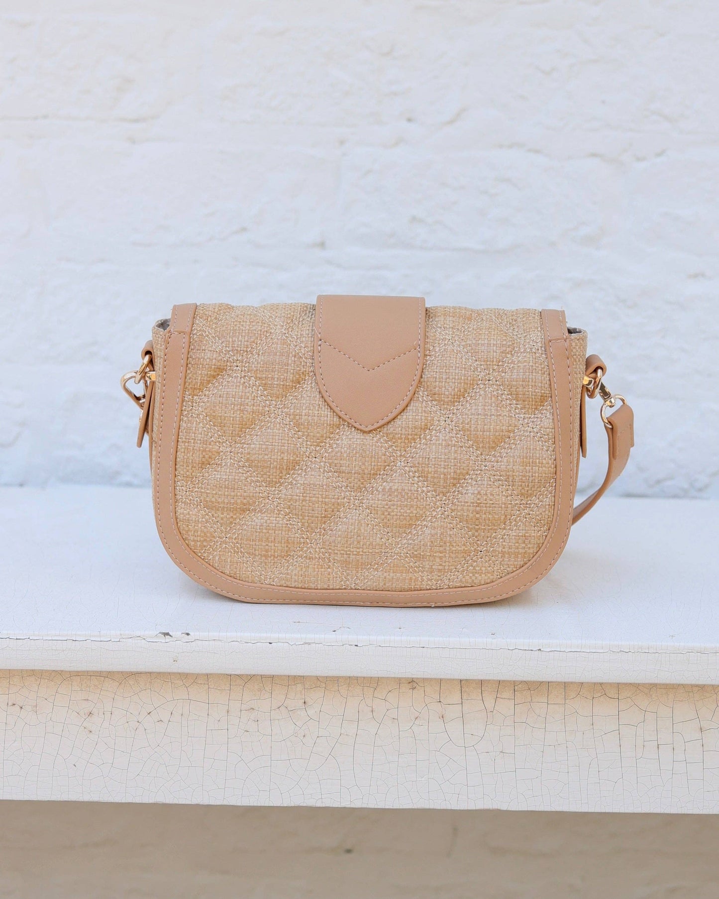 Griffin Crossbody Bag Woven Tan