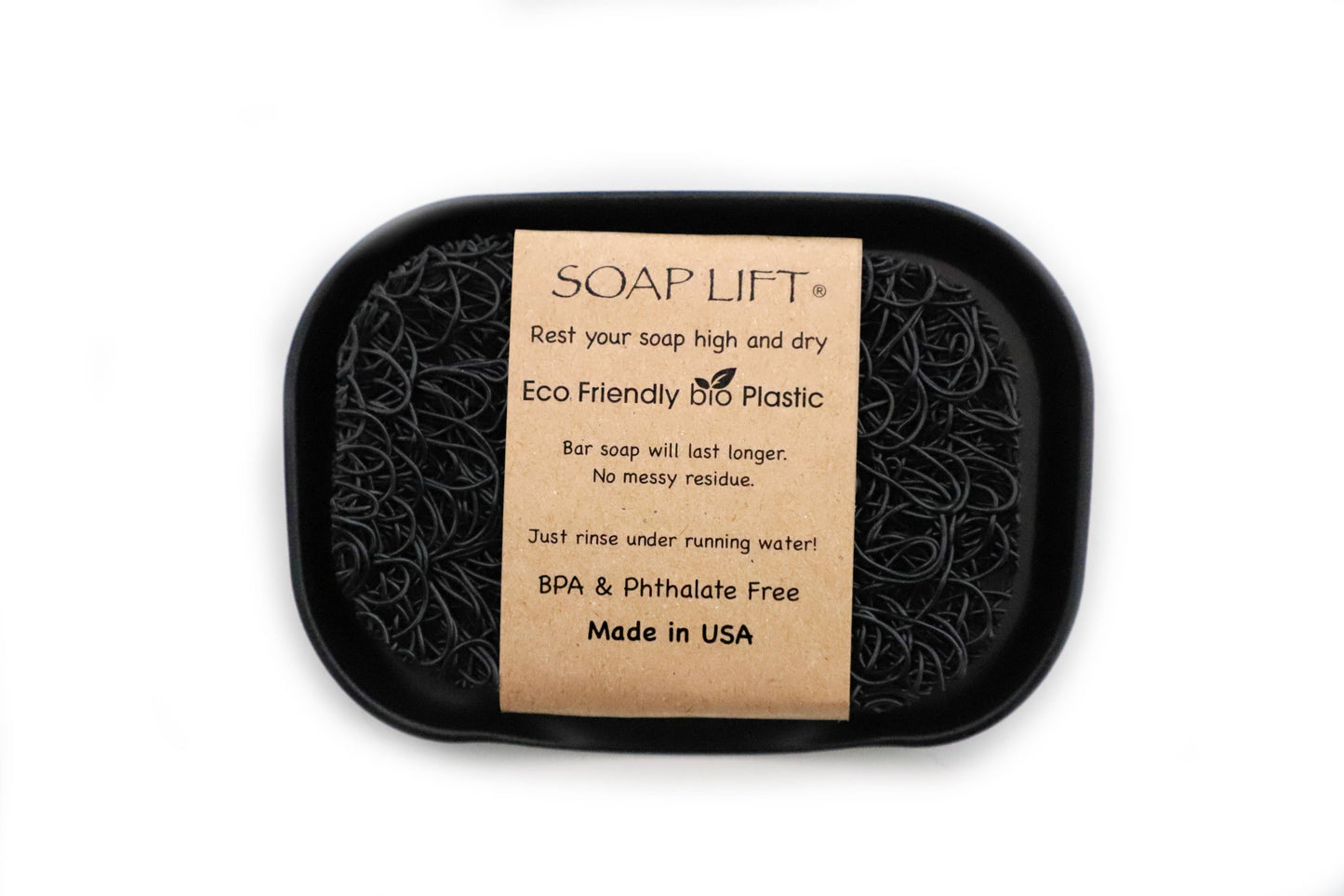 Waterfall Soap DISH SET w/ Soap Lift - Black