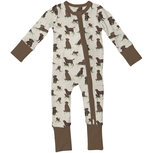 Chocolate Lab Dogs - Convertible Zip PJs: 0-3 MONTHS