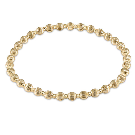 Extends - Dignity Grateful Pattern 4mm Bead Bracelet - Gold