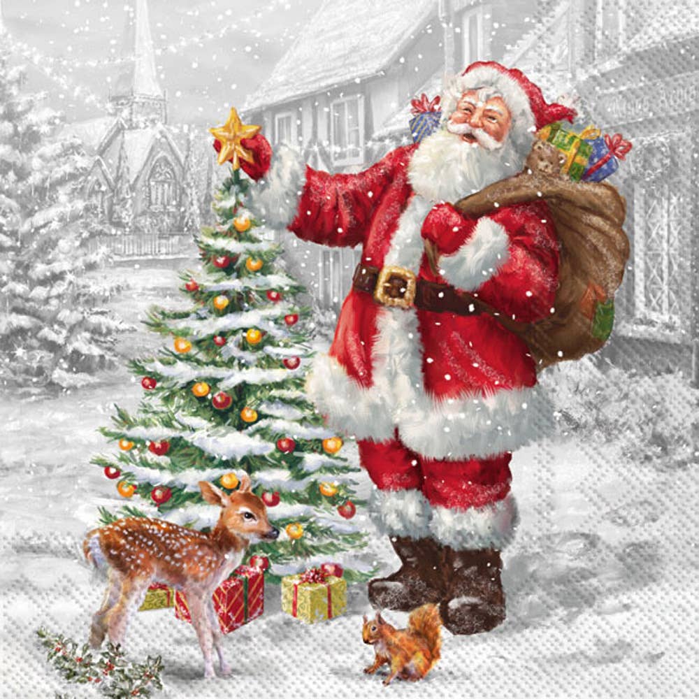 Paper Lunch Napkins 20 ct Santas Xmas Tree Christmas