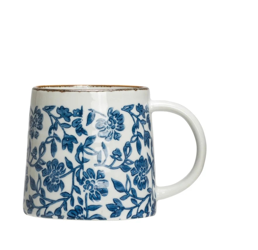 Hand-Stamped Stoneware Mug -(3 Styles)