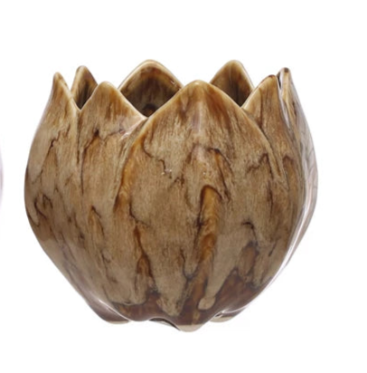 Stoneware Flower Shaped Planter (2 Colors) Each One Will Vary