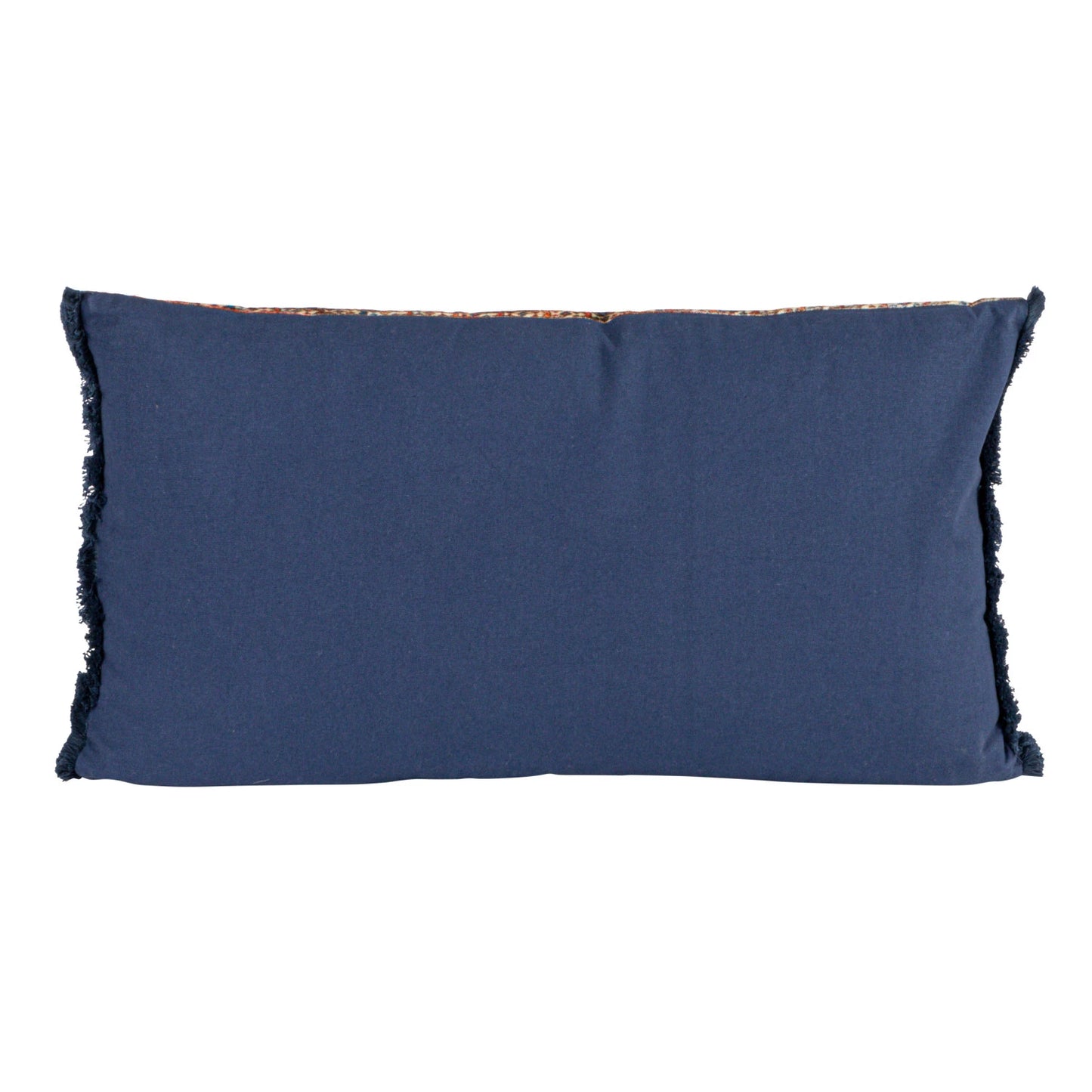 Cotton Blend Velvet Printed Lumbar Pillow w/Fringe