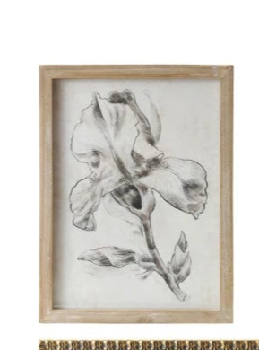 Wood Framed Glass Wall Decor w/Landscapes, Botanicals & Insect Prints (9 Styles)