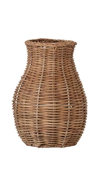 Hand-Woven Rattan Vase w/Removable Glass Insert (4 Styles)